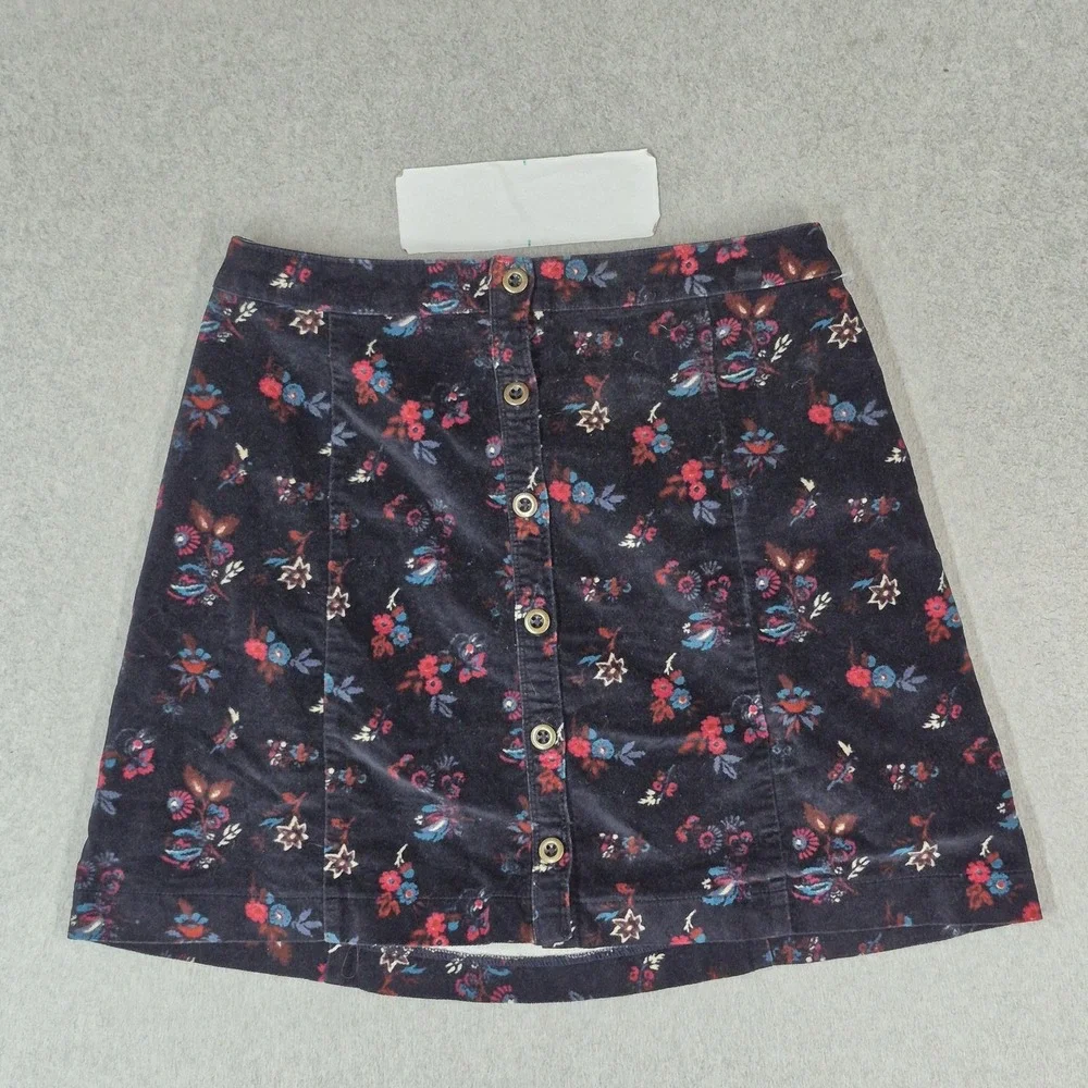 Hollister Women Skirt S Black Mini Skirt Floral Velvet Button Front Cottagecore